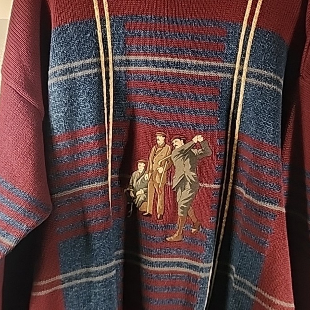 GrandpaCore Gant College Golfers Embroidered Sweater Plaid 90s